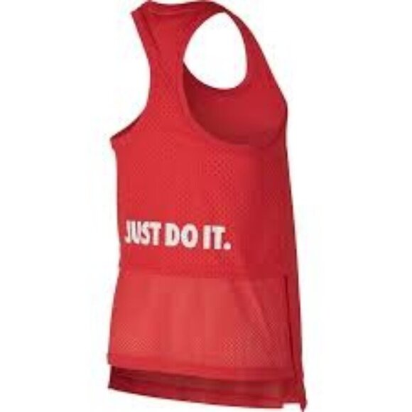 Nike Just Do It Red Mesh 2 Layer Racerback Tank Top - Picture 4 of 8
